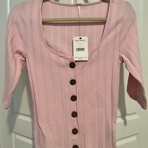 Free People Central Park Blush Pink Blouse